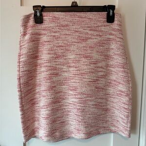 LOFT Pink and White Ribbed Mini Pencil Skirt